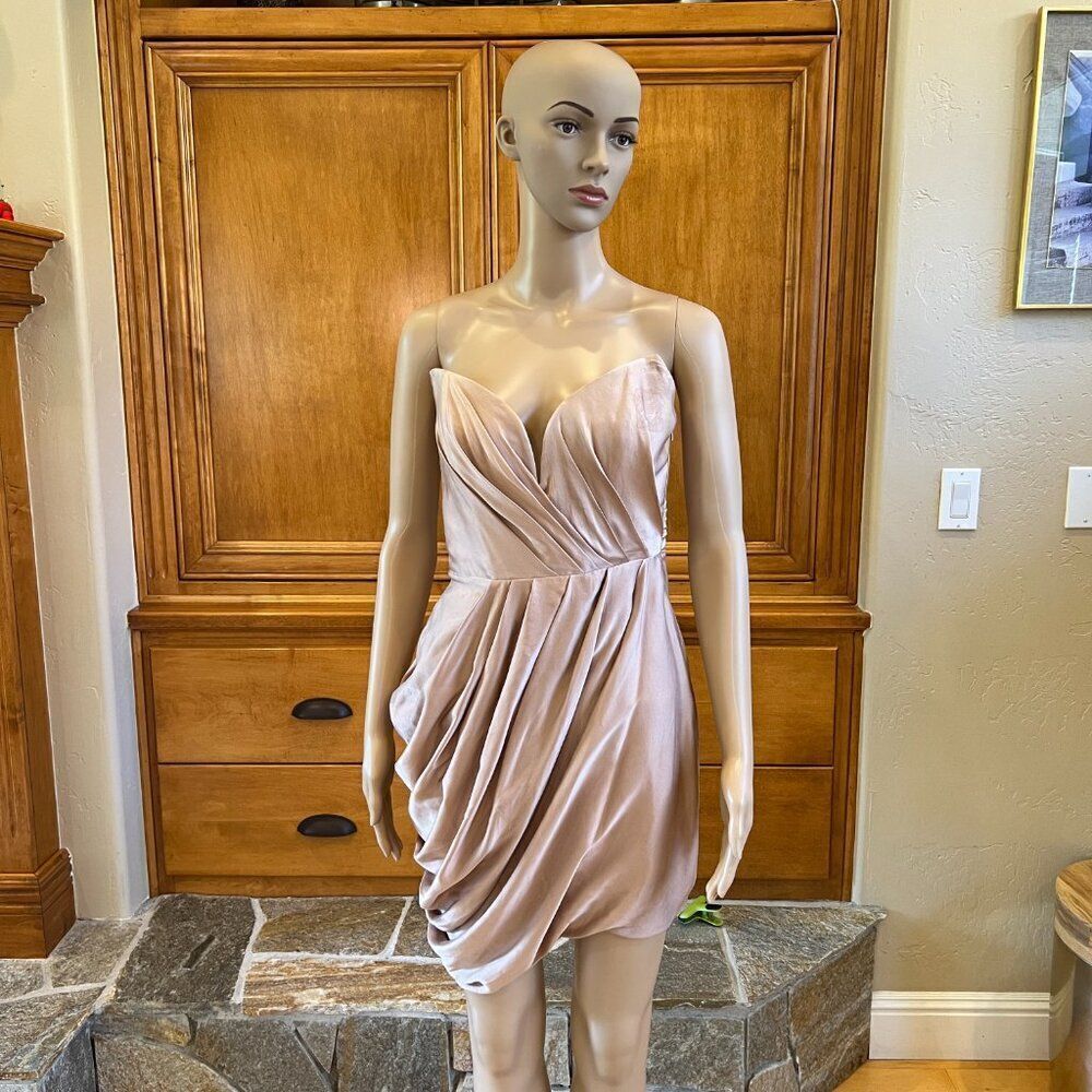 Zimmermann Nude Sueded Silk Drape Bodice Dress Size 1 US Size 6 NWT